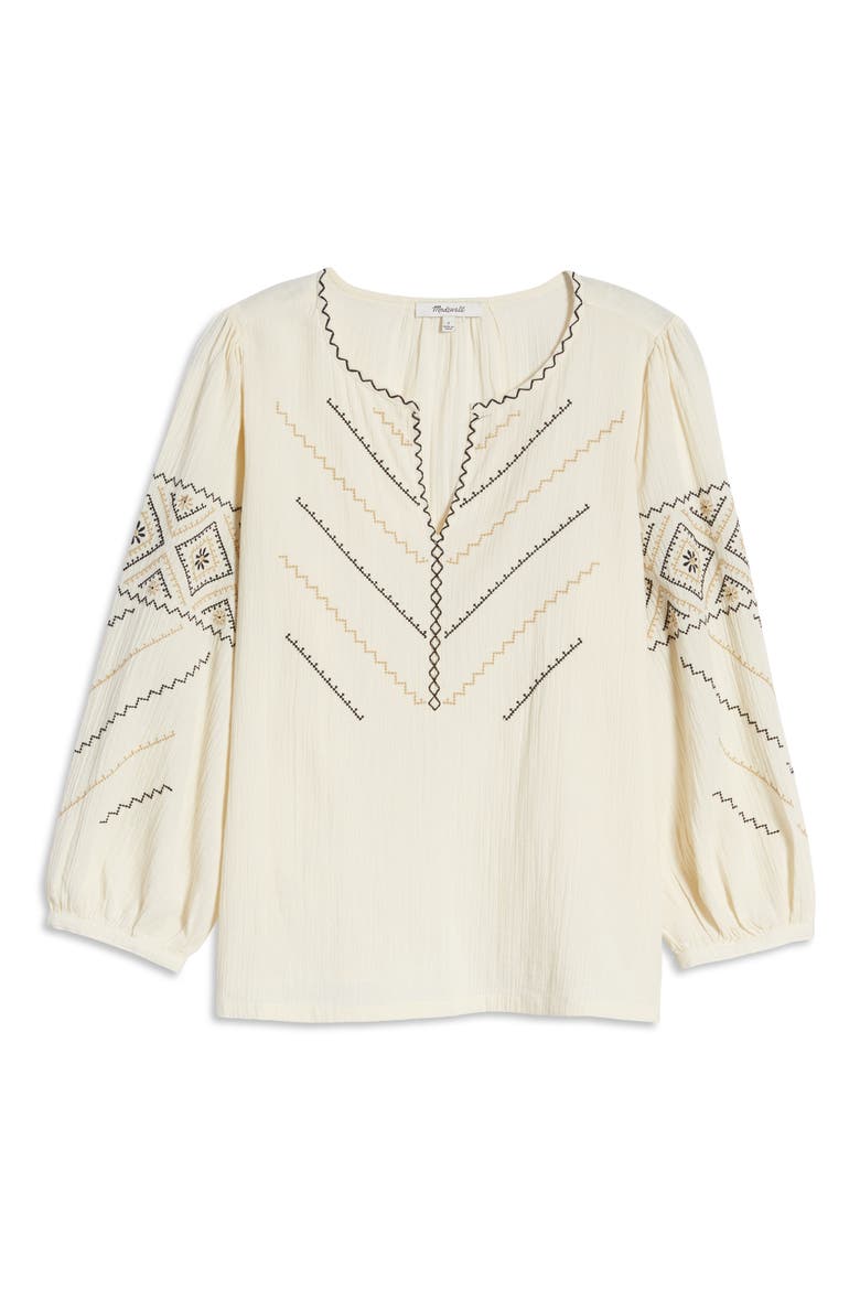 Embroidered Peasant Top, Alternate, color, ANTIQUE CREAM