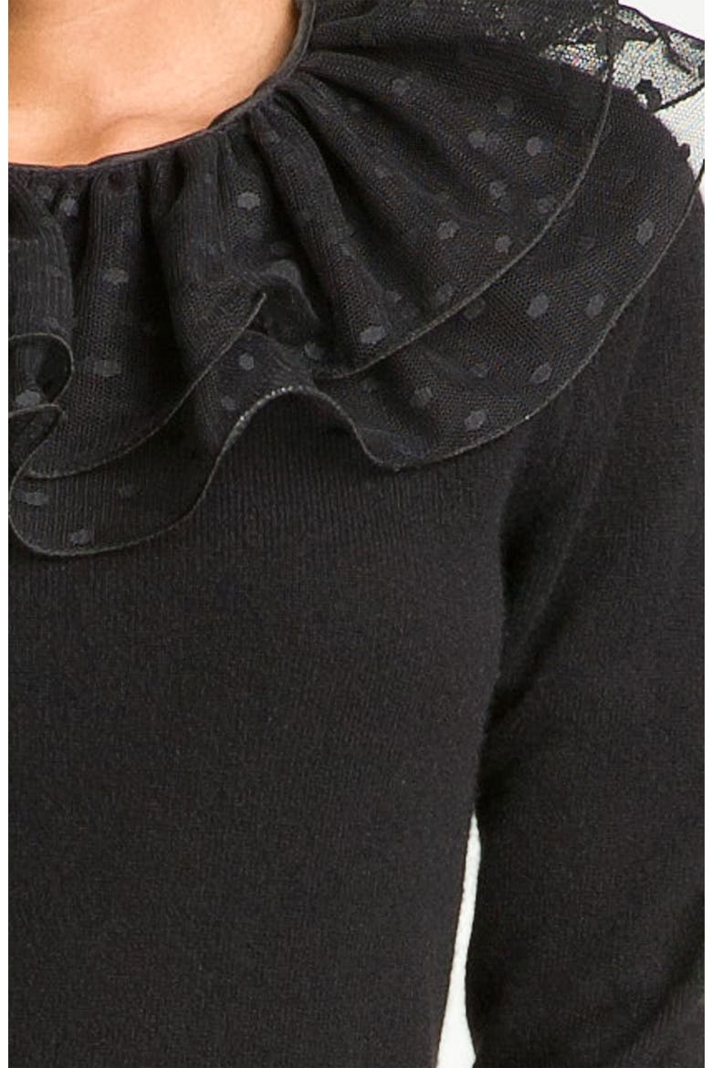 'Sonia' Lace Collar Sweater, Alternate, color, BLACK