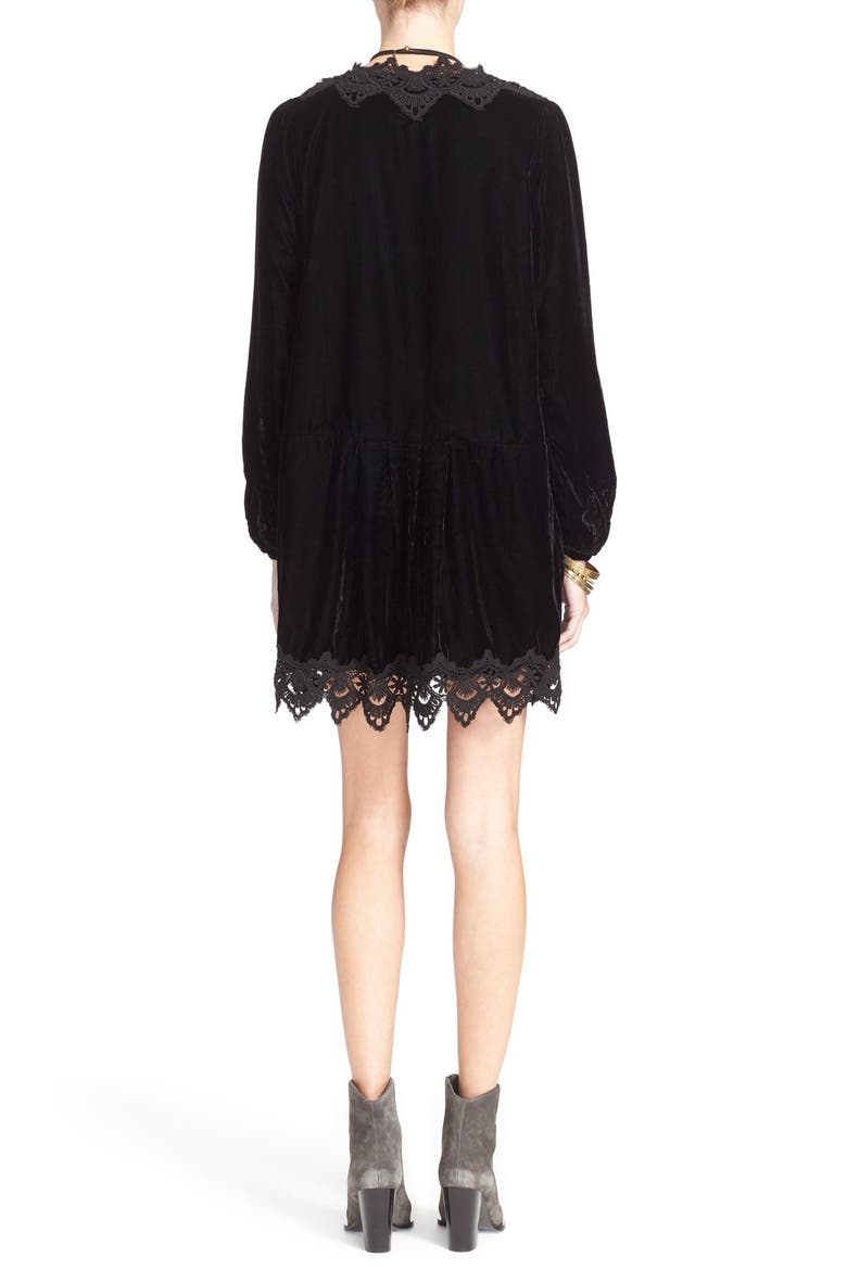 'Dreams' Lace Trim Tunic Dress, Alternate, color, BLACK