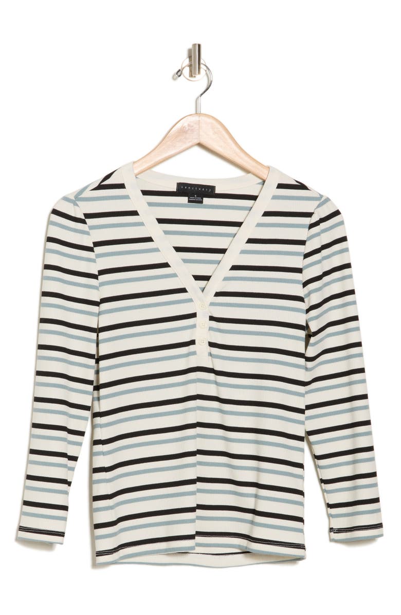 Sanctuary Stripe Long Sleeve Henley T-Shirt, Alternate, color, 