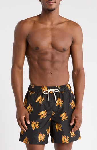 Fire Logo Print Swim Shorts