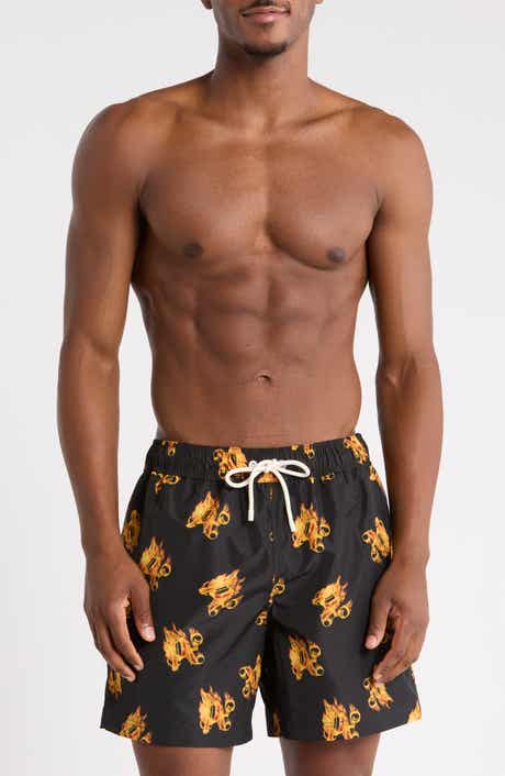 Fire Logo Print Swim Shorts