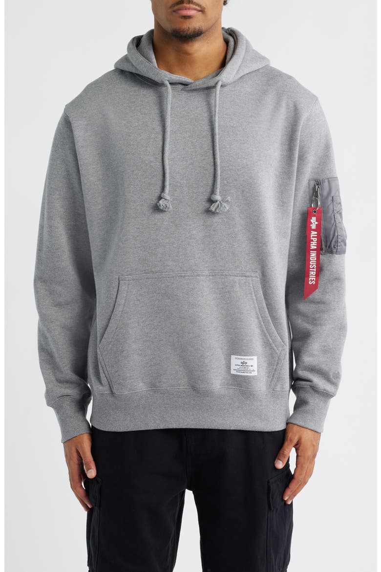 Utility Pocket Cotton Fleece Hoodie, Main, color, MEDIUM CHARCOAL HEATHER