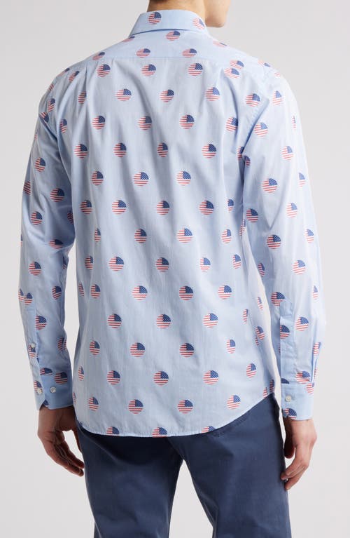 Scott Barber Flag Dot Jacquard Button-up Shirt In Blue