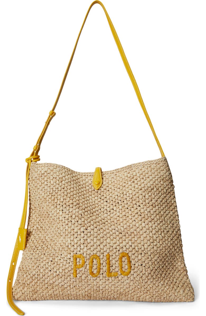 Polo Ralph Lauren Polo Play Raffia Messenger Bag, Main, color, Natural/ Canary Yellow