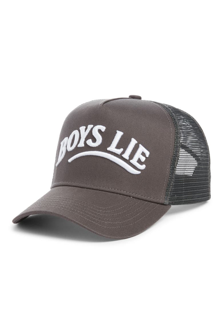 Call Me Back Trucker Hat, Main, color, DARK GREY