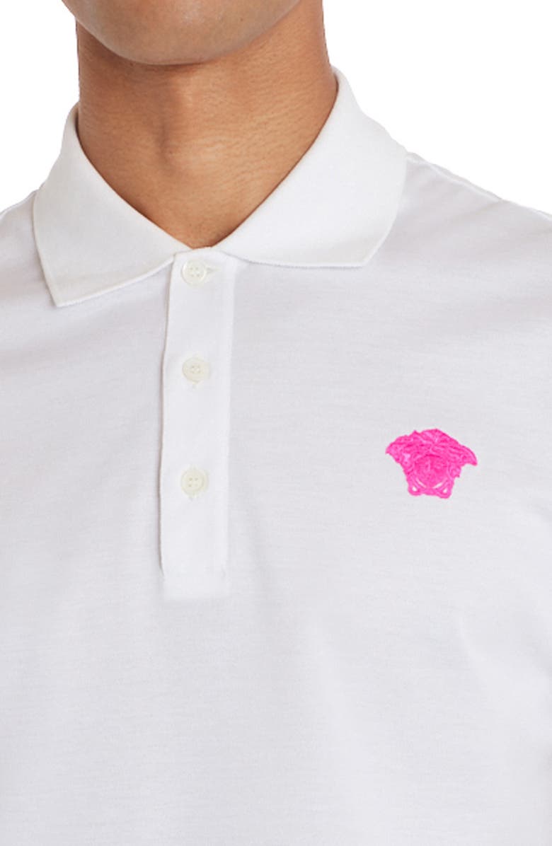 Versace Medusa Appliqué Cotton Polo Shirt, Alternate, color, 