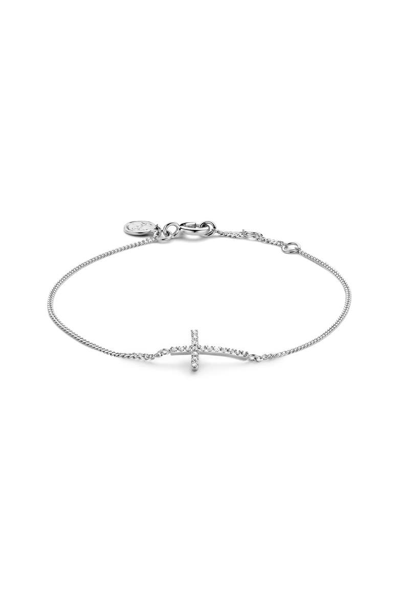 Faith Diamond Bracelet |  17 natural diamonds | 925 Sterling Silver | Bracelet on Chain | 6.1 - 6.5 - 6.9 in | White Rhodium, Main, color, White Rhodium