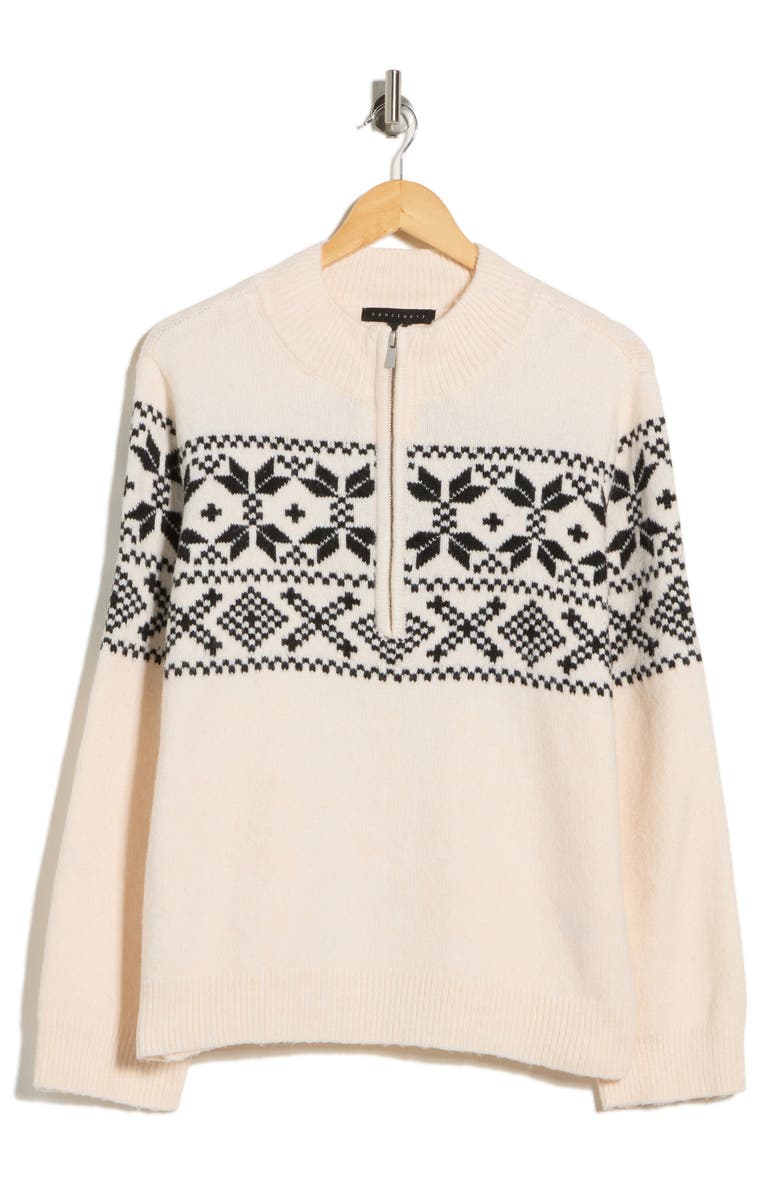 Sanctuary Fair Isle Half Zip Sweater, Main, color, Black/ Prosecco Multi