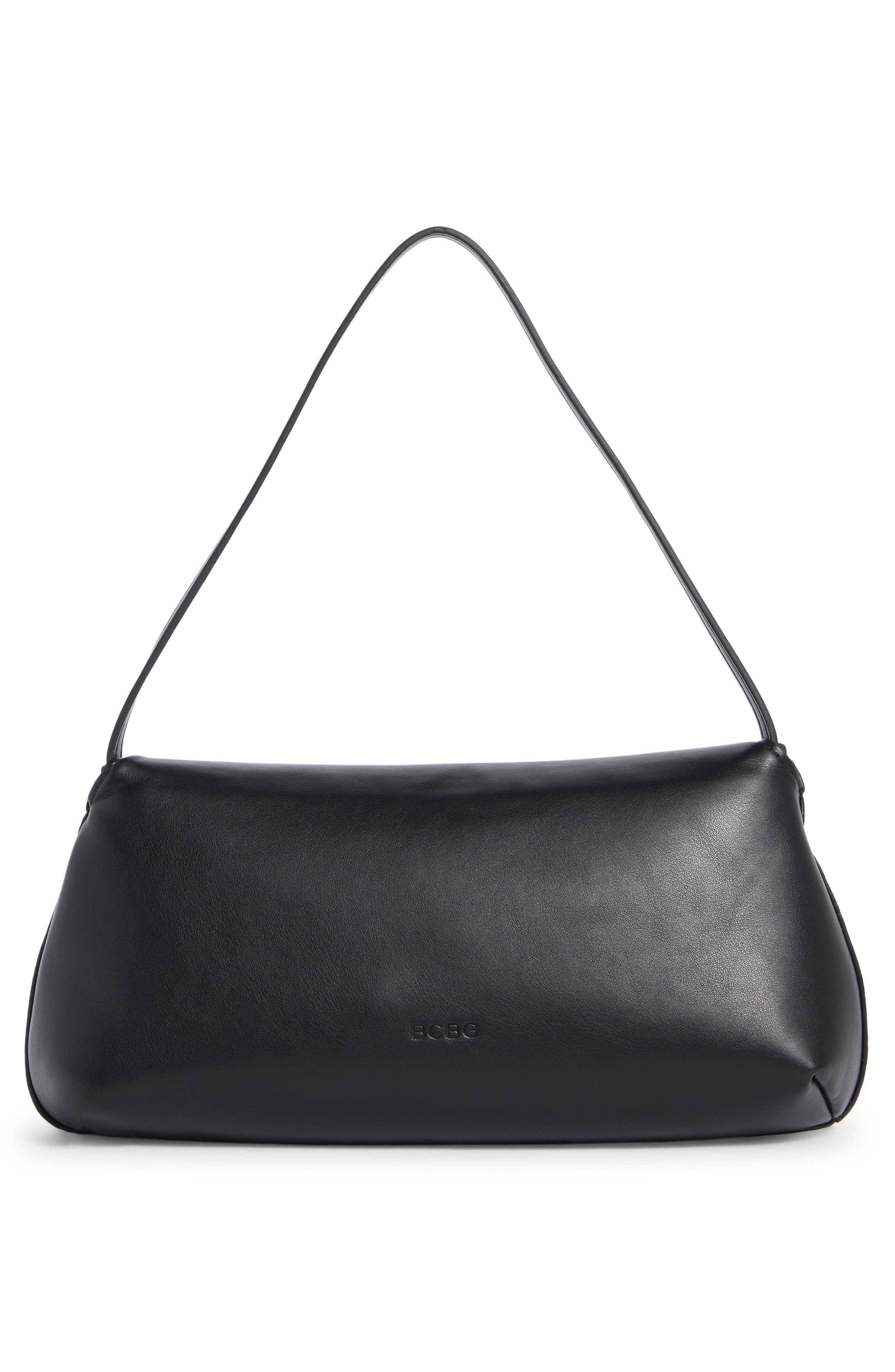 BCBG Double Bar Foldover Shoulder Bag, Alternate, color, Black