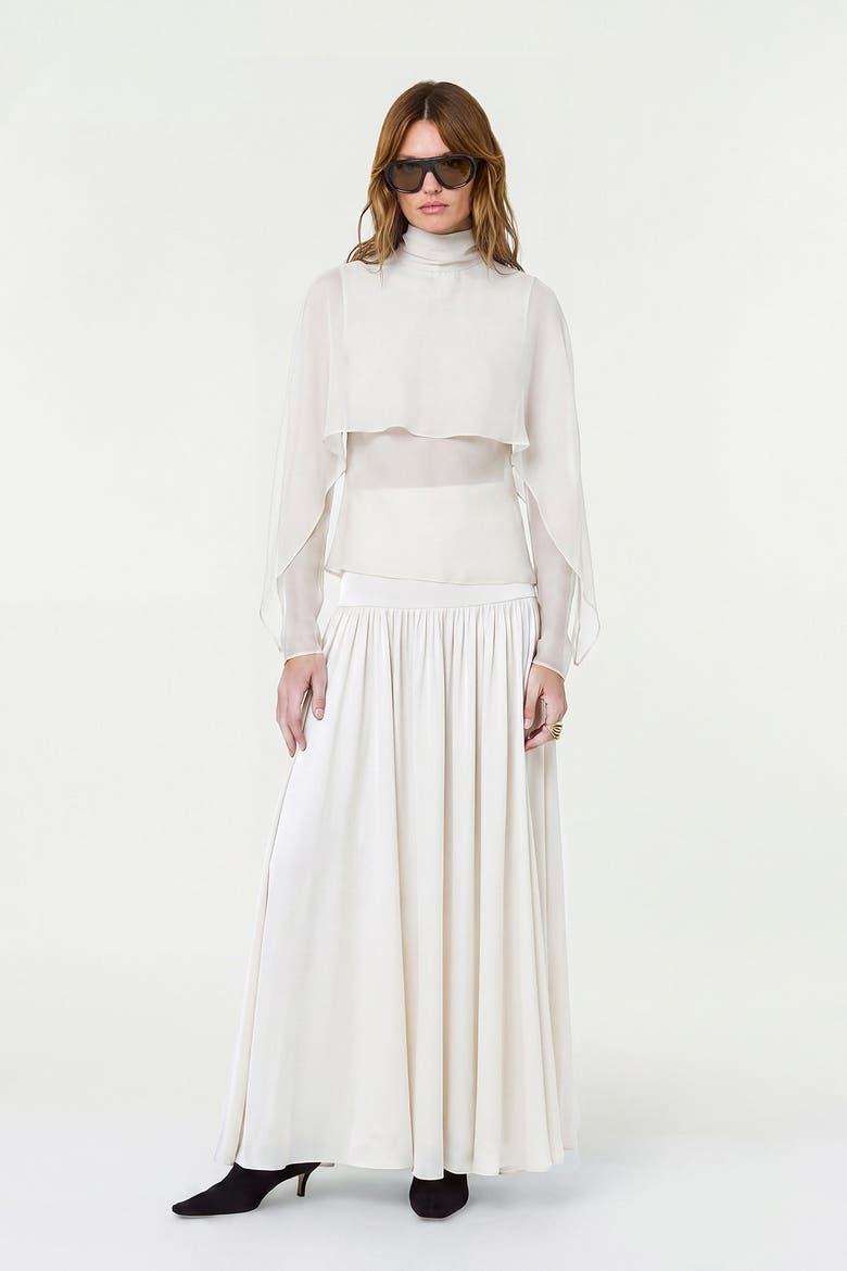 Dahlia Cape Blouse, Alternate, color, Pearl
