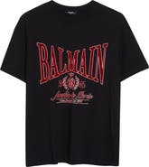 Balmain College Emblem Cotton Graphic T-Shirt