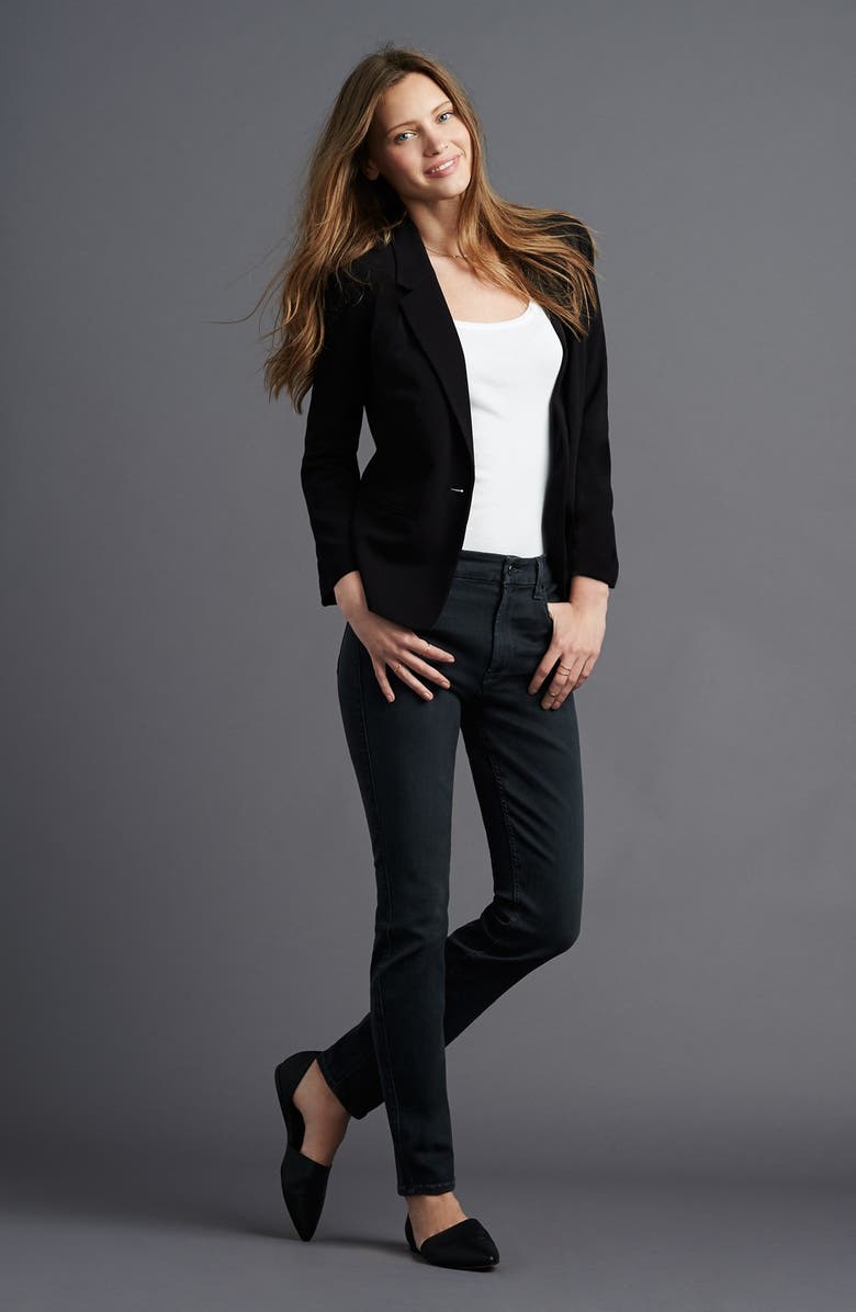 Kensie Stretch Crepe One-Button Blazer, Alternate, color, 