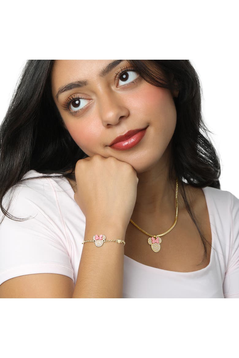 Minnie Mouse Bracelet, 18k Gold Flash Plated, Adjustable Lariat, Alternate, color, Gold tone