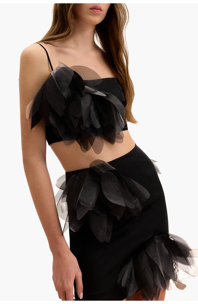 Malva Florea Fitted Floral-Appliqu Mini Skirt, Alternate, color, Black