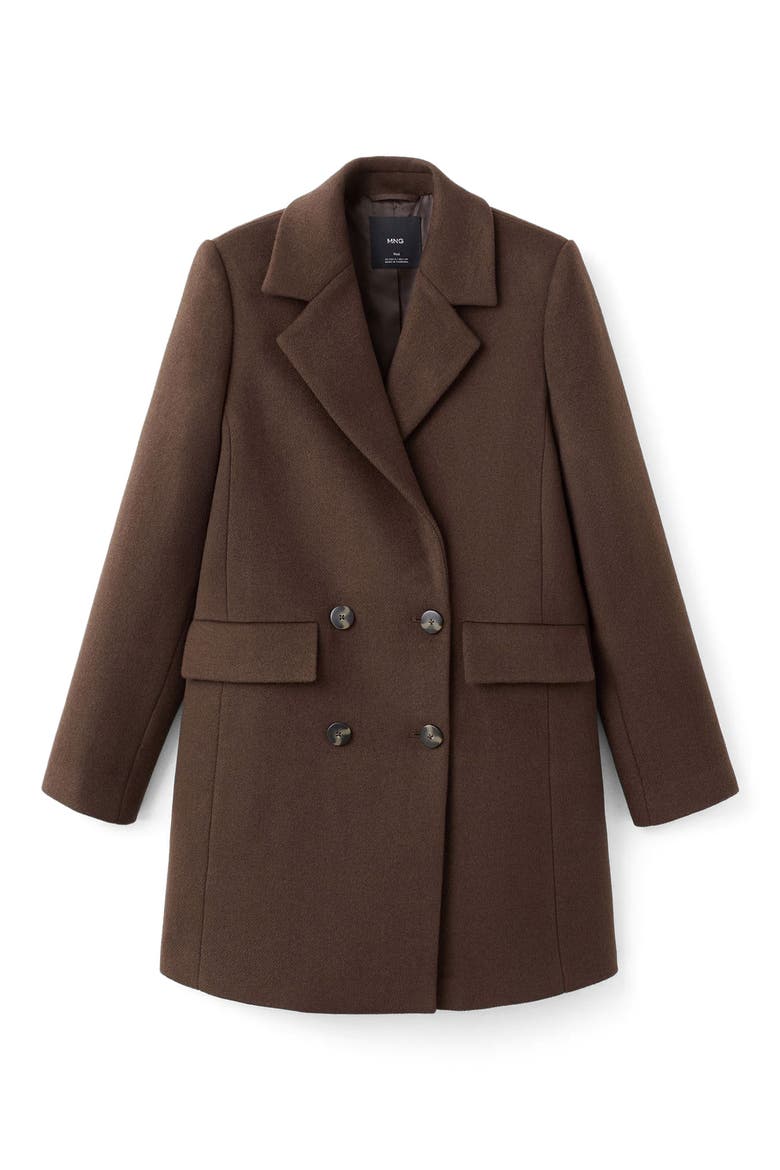 Double Breasted Coat, Alternate, color, CHOCOLATE