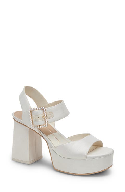 Bobby Imitation Pearl Ankle Strap Platform Sandal (Women)