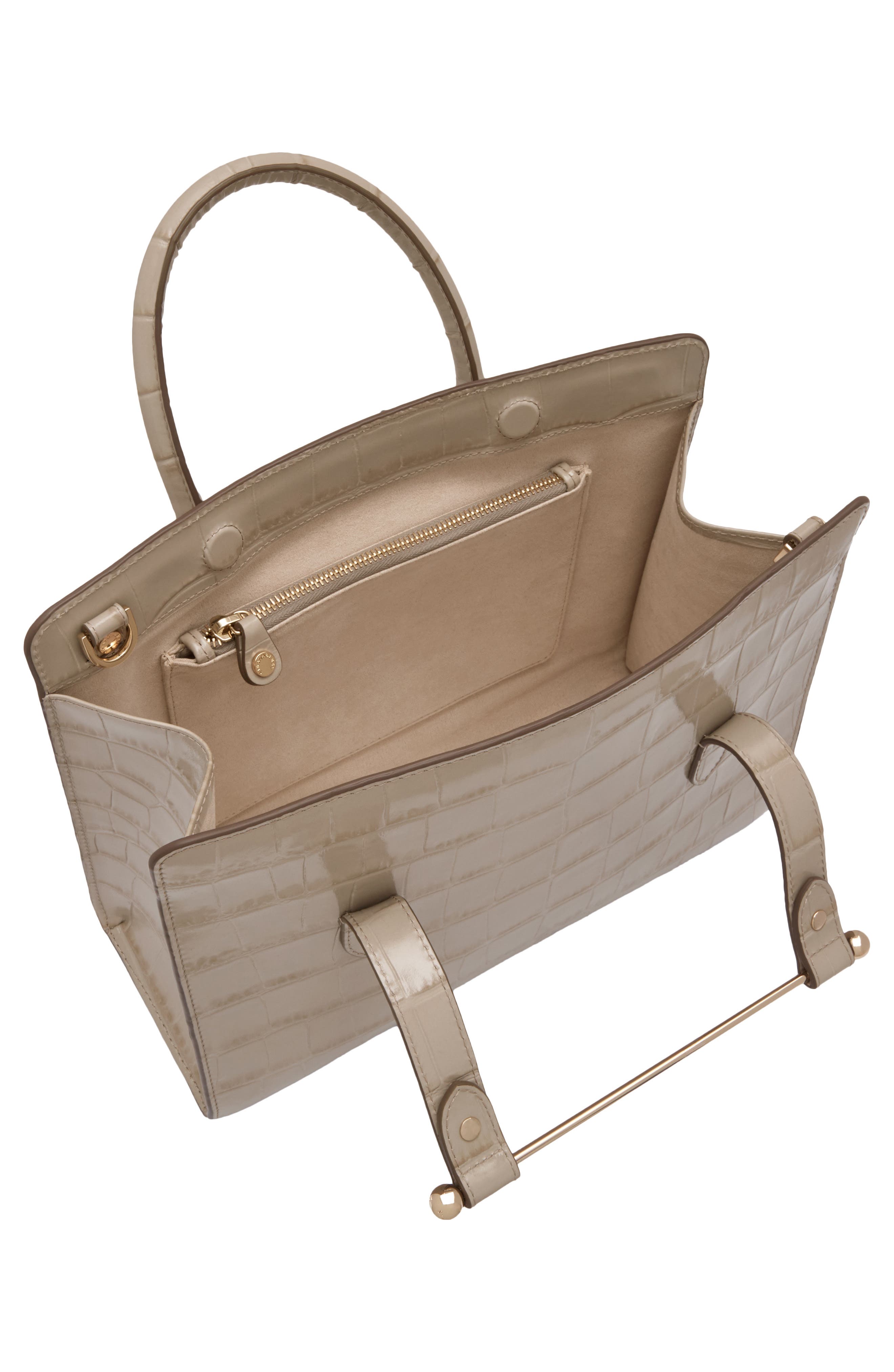 Midi Croc Embossed Tote, Alternate, color, LIGHT TAUPE