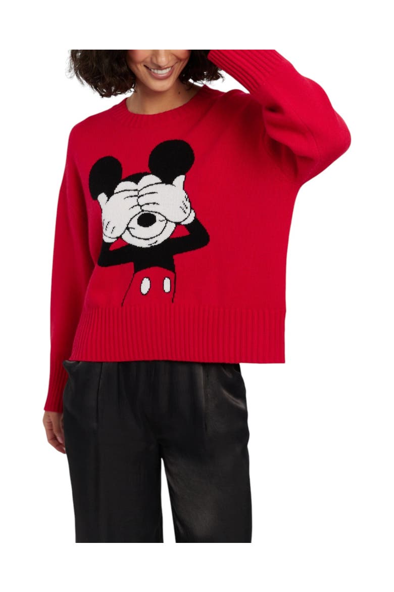 Wool-cashmere Peeakabo Mickey Sweater, Alternate, color, Red