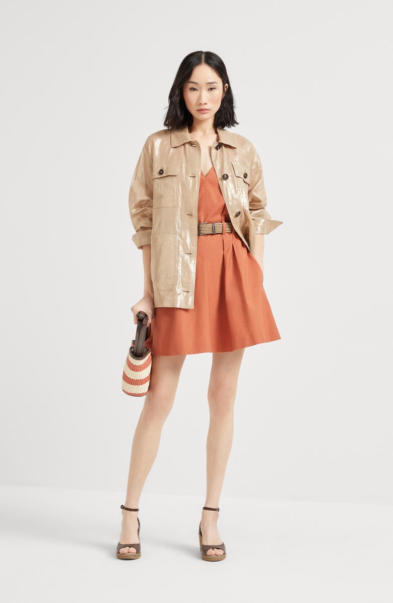 Brunello Cucinelli Twill mini dress with monili, Alternate, color,