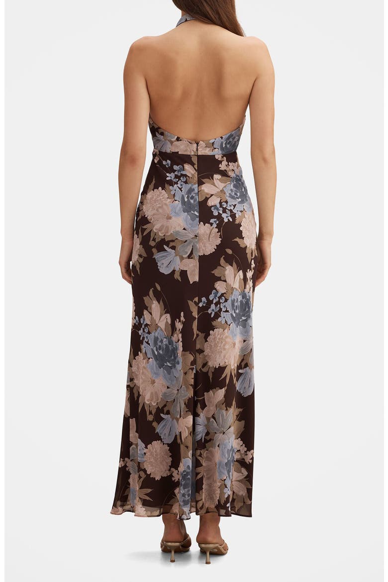 Marina Cowl Neck Halter Gown, Alternate, color, HALSEY FLORAL