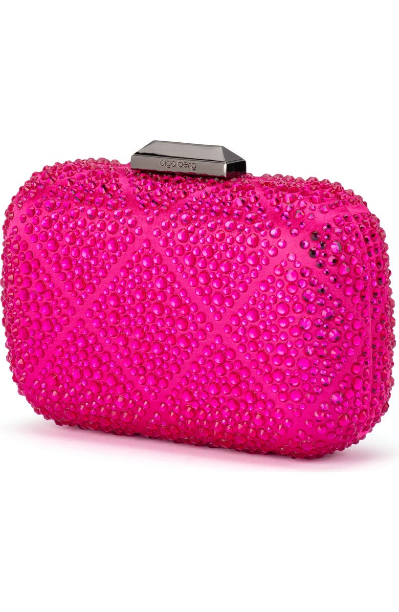 Olga Berg Keren Crystal Hotfix Frame Clutch, Alternate, color, Fuchsia