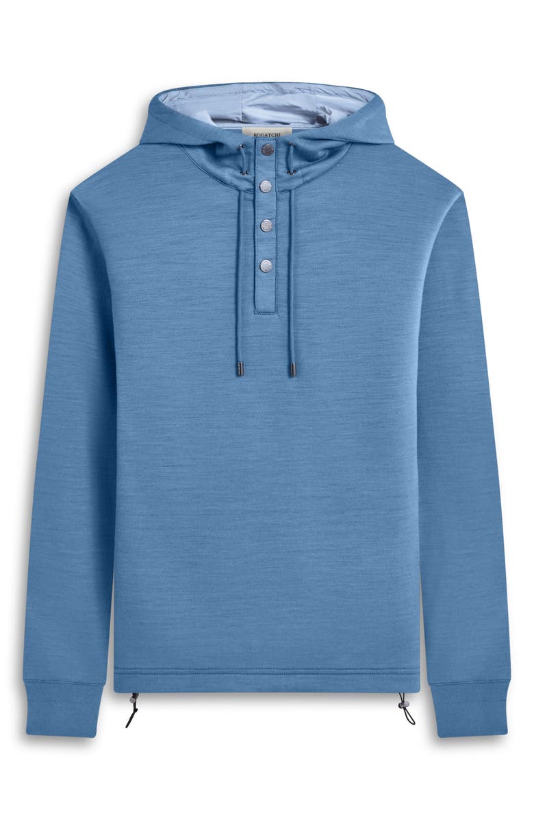 Bugatchi Wool & Nylon Quarter Zip Hoodie, Alternate, color, Cobalt