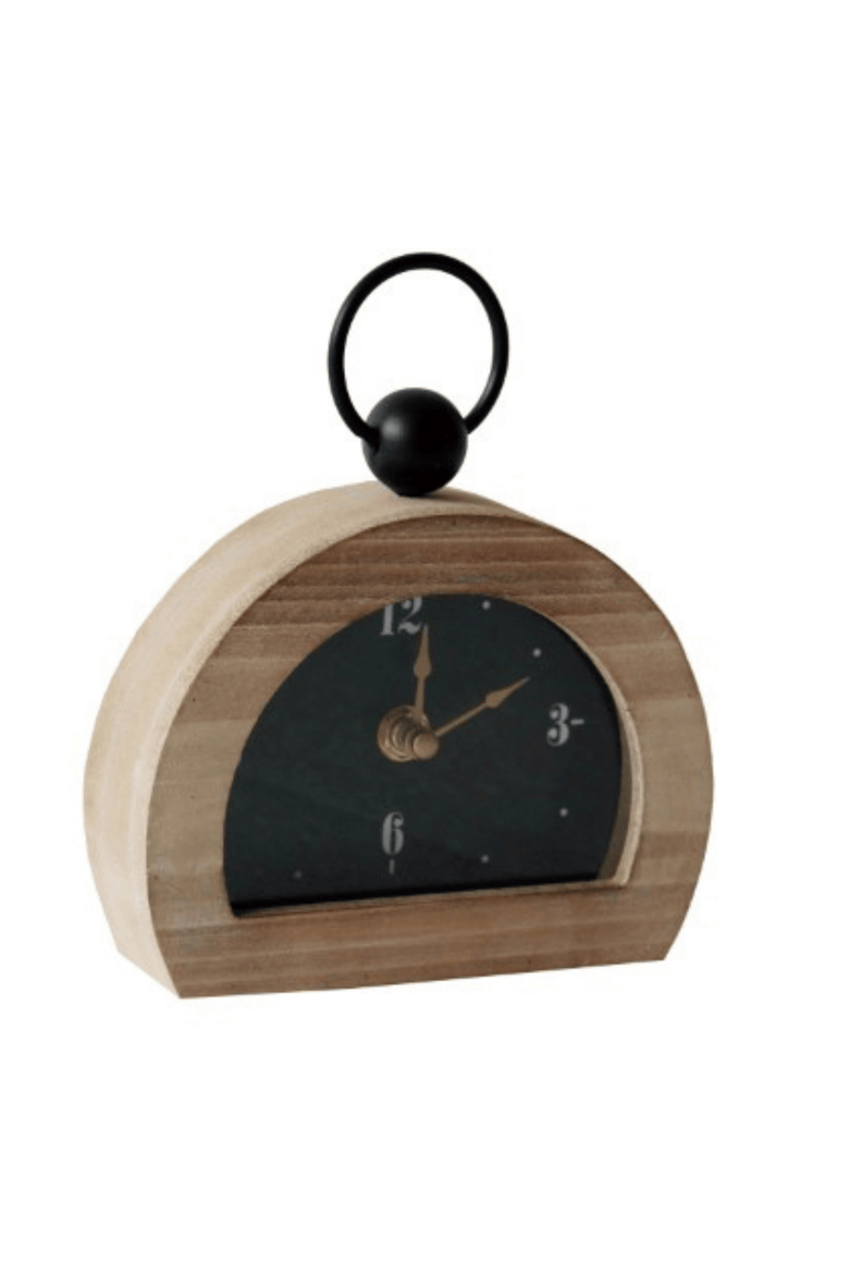 Natural Wood Mantel Clock with Ring, Main, color, Black