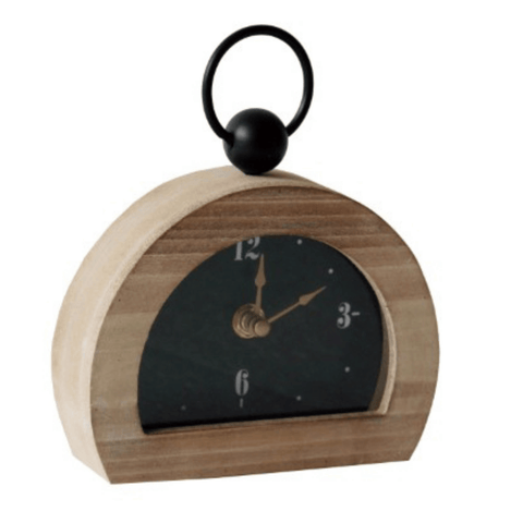 Natural Wood Mantel Clock with Ring