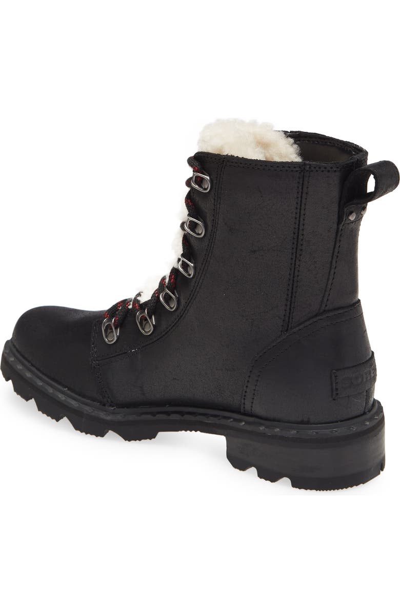SOREL Lennox Genuine Shearling Trim Waterproof Lace-Up Boot, Alternate, color,