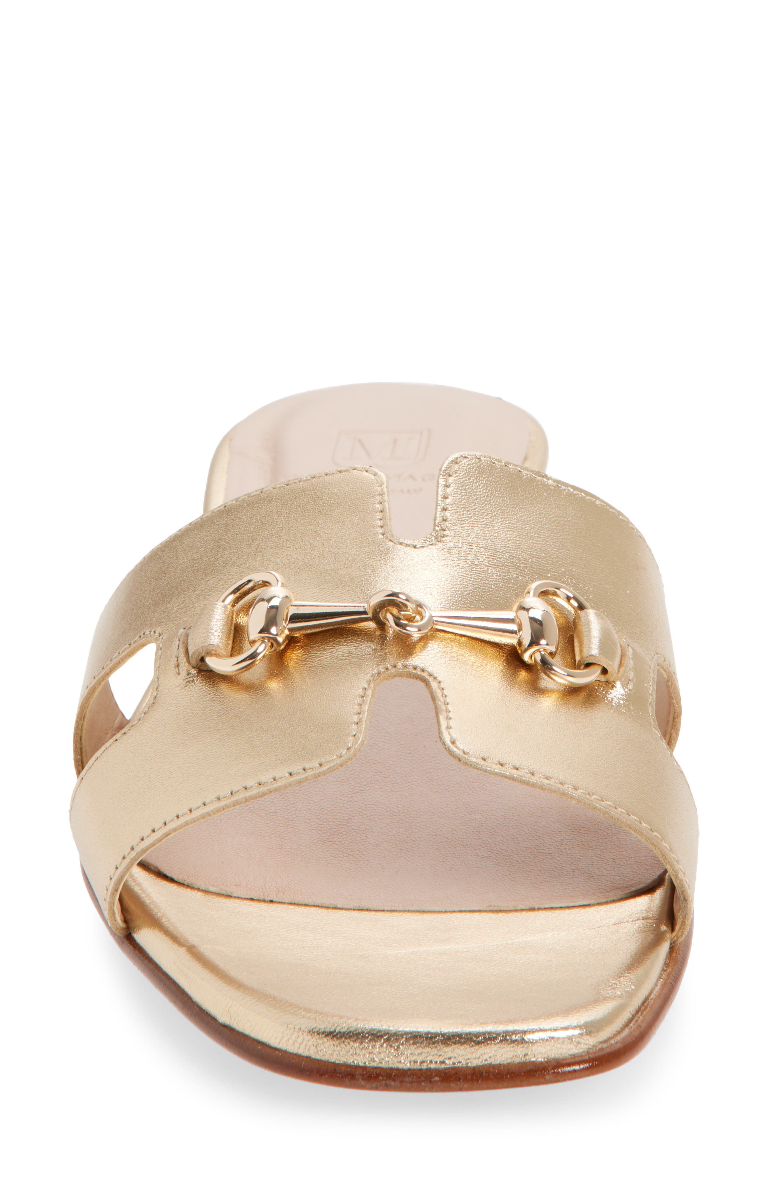 Bit Slide Sandal, Alternate, color, GOLD METALLIC