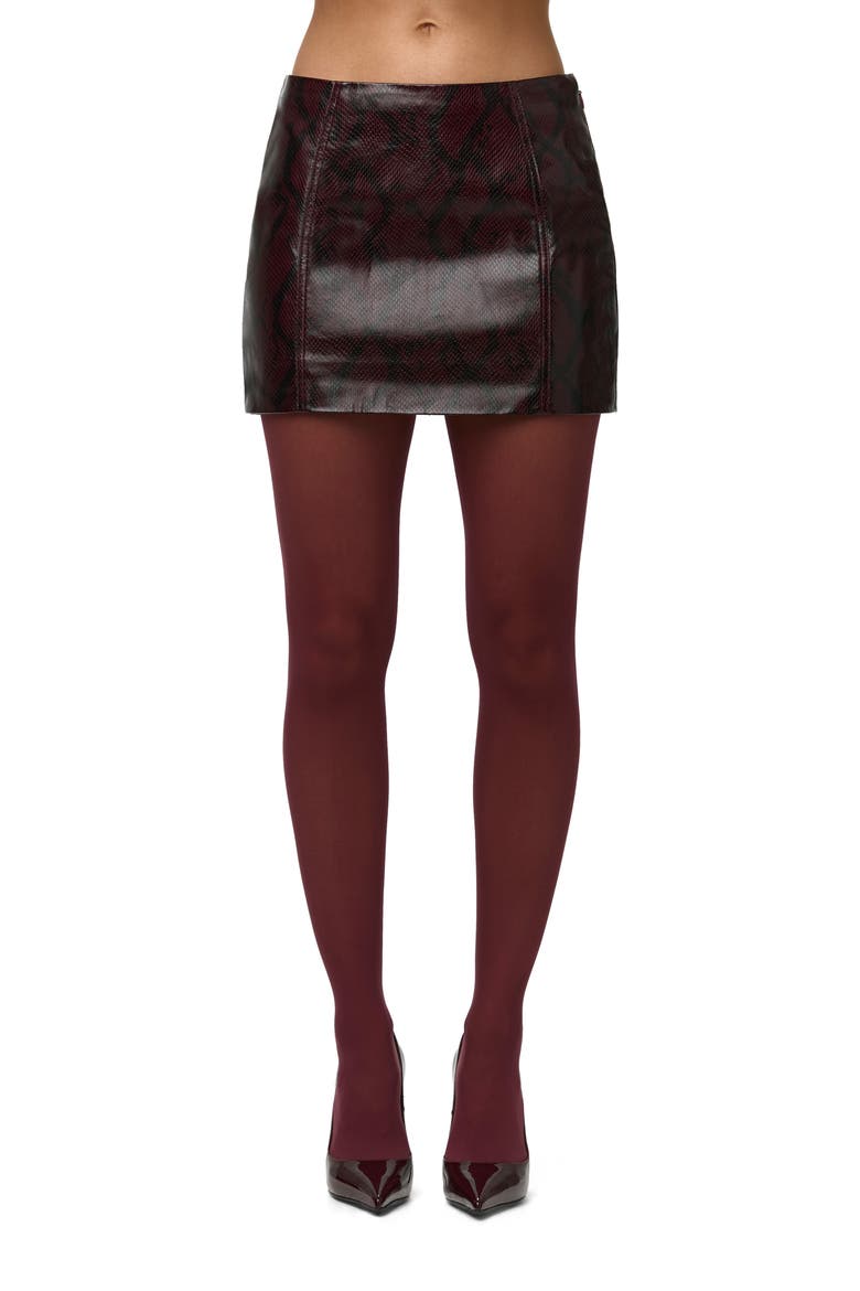 Python Embossed Faux Leather Miniskirt, Main, color, BURGUNDY PYTHON