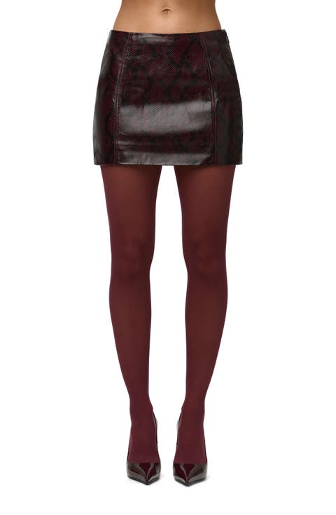 Python Embossed Faux Leather Miniskirt