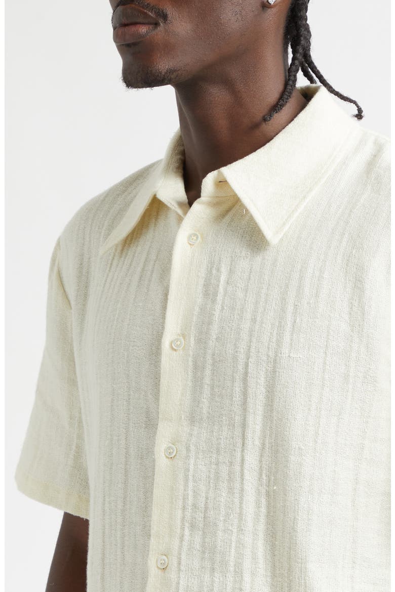 Dayot Short Sleeve Cotton & Linen Button-Up Shirt, Alternate, color, DOG DAYS ECRU