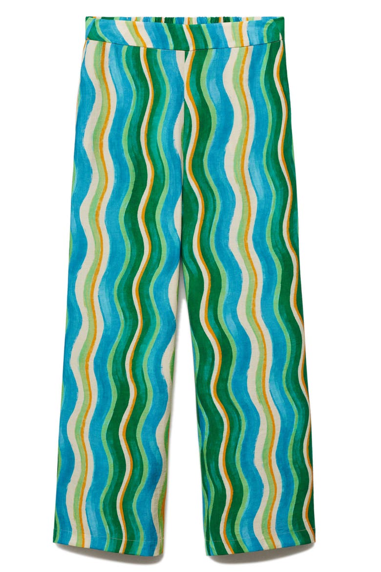 Wavy Print Wide Leg Pants, Alternate, color, GREEN