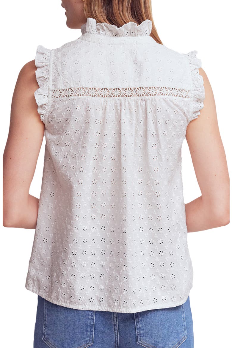 Isabel Sleeveless Cotton Broderie Top, Alternate, color, WHITE