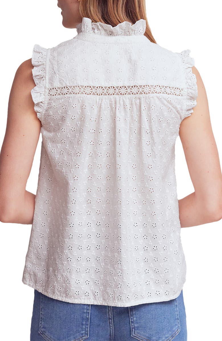 Boden Isabel Sleeveless Cotton Broderie Top, Alternate, color, White
