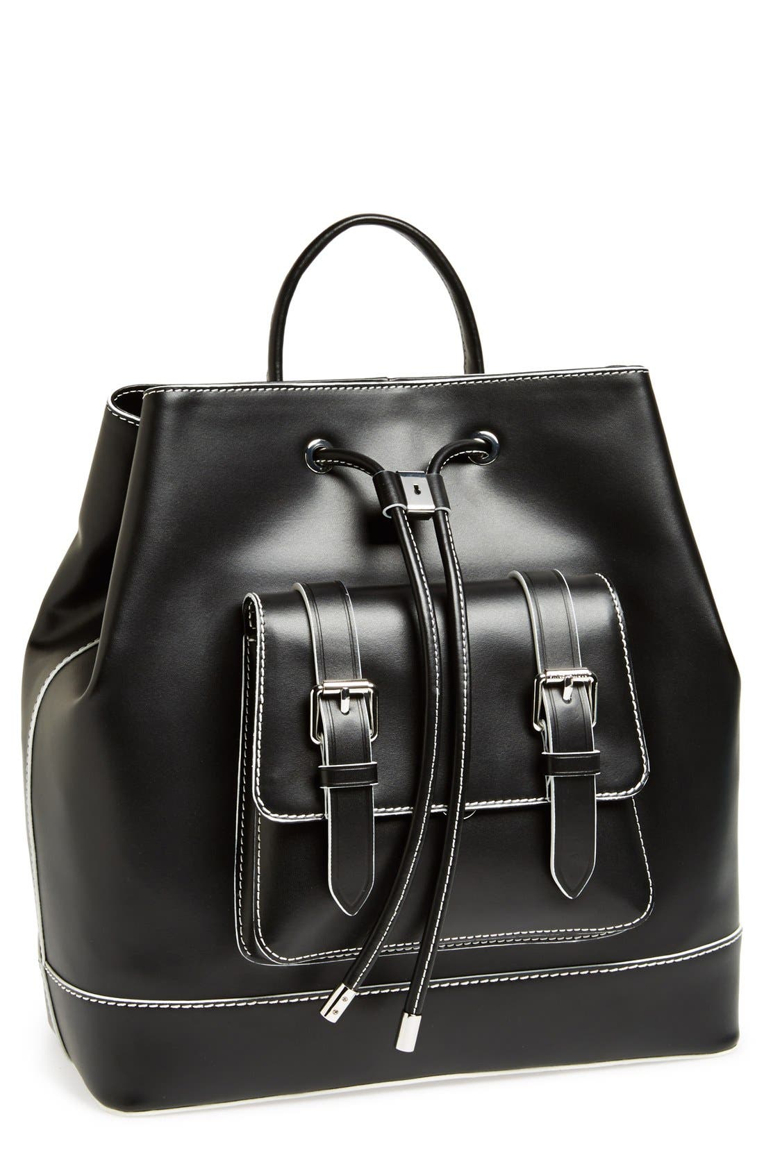 'Tilly' Leather Backpack, Main, color, BLACK