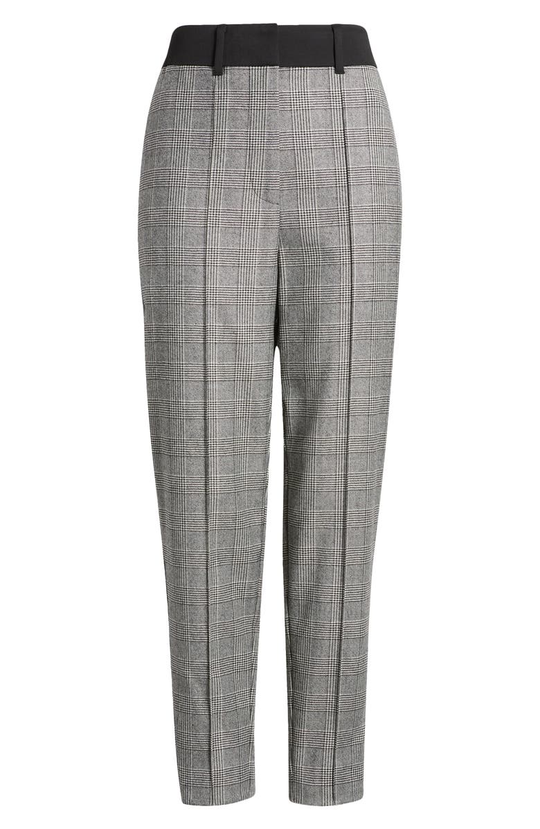 AllSaints Bea Check Wool Blend Crop Pants, Alternate, color, Grey