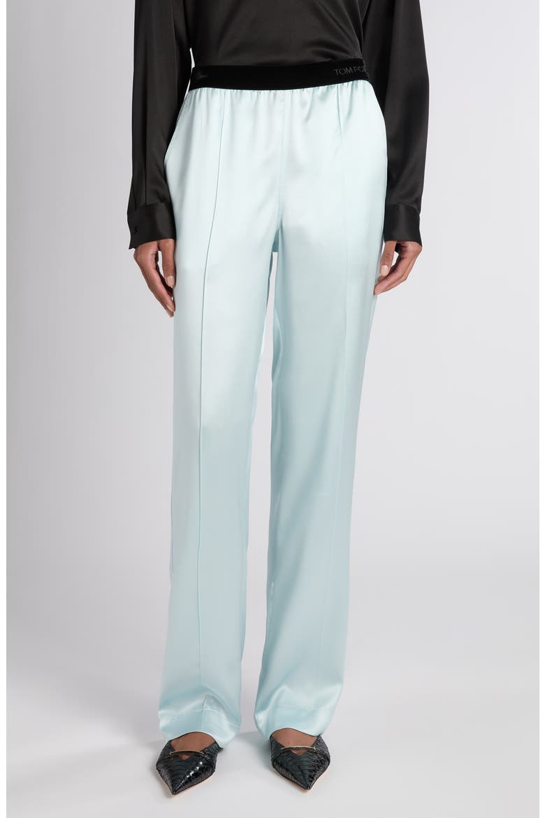 Stretch Silk Satin PJ Pants, Main, color, FROST