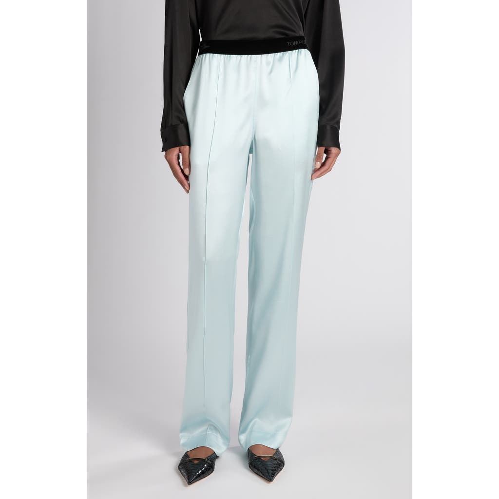 Tom Ford Stretch Silk Satin Pj Pants In Blue