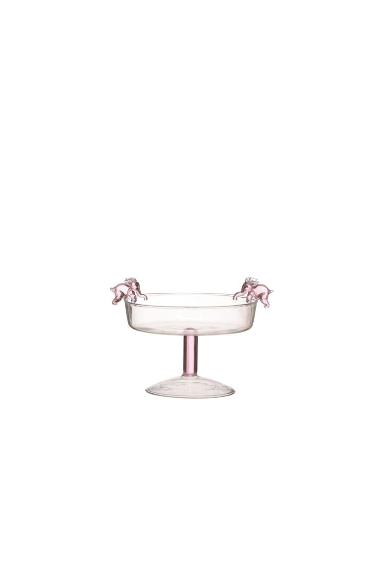 Whimsical Elephant Glass Stemmed Bowl, Main, color, Pink and Clear