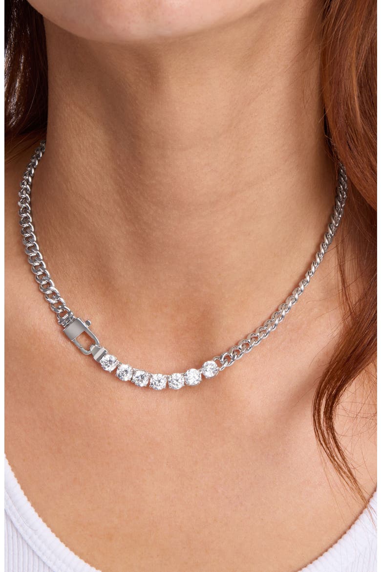 Julian Loves Cubic Zirconia Necklace, Alternate, color, SILVER-WHITE