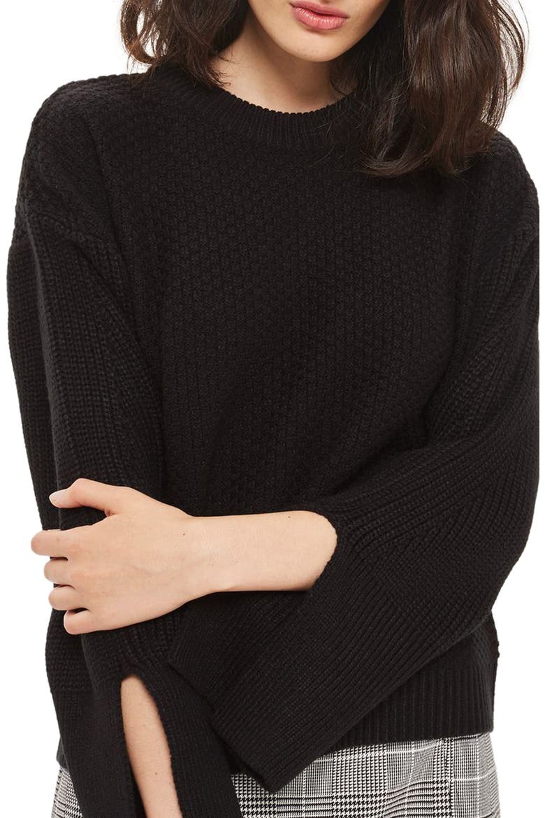 Wide Sleeve Sweater, Main, color, BLACK