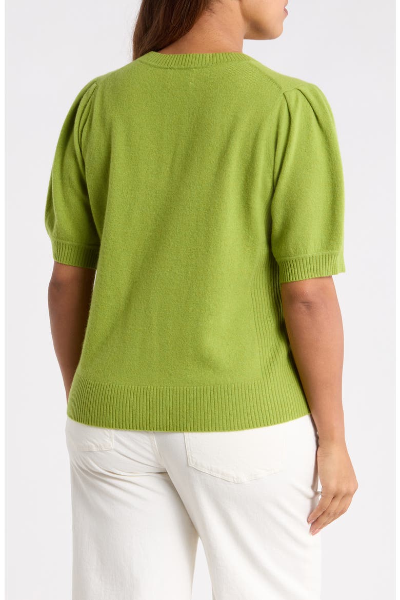 Puff Sleeve Wool & Cashmere Sweater, Alternate, color, OLIVE BEAN
