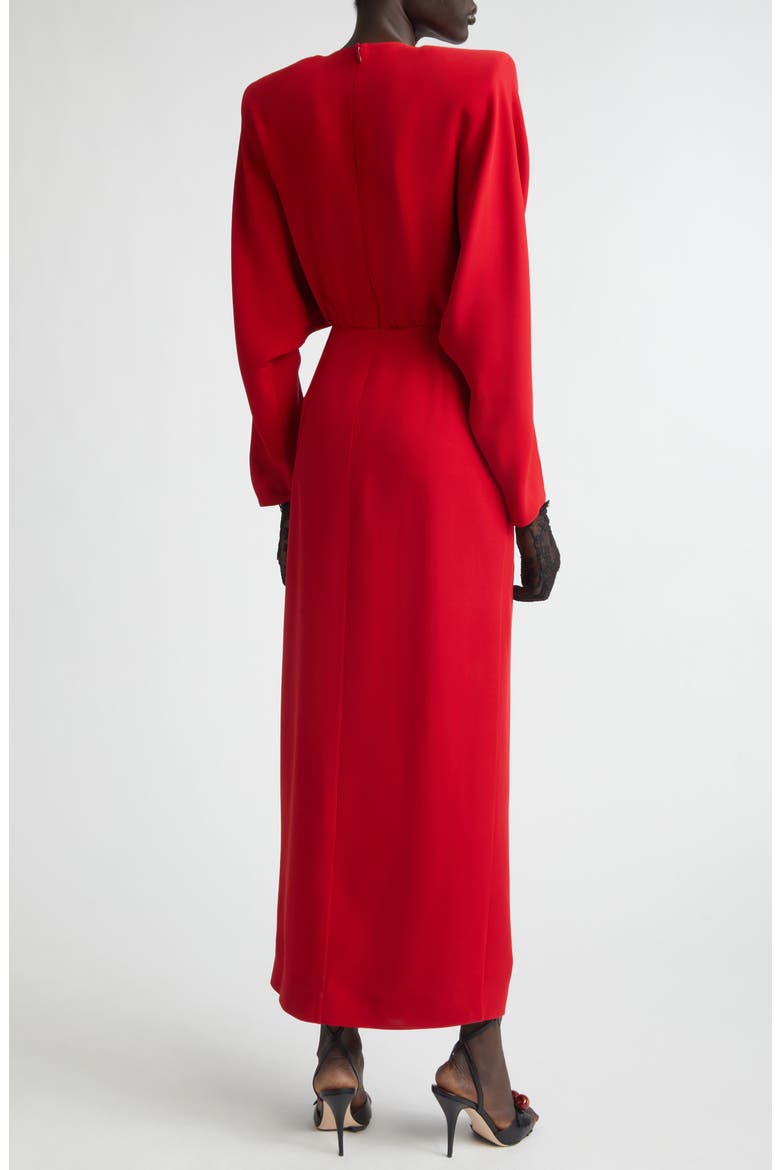 Donna Long Sleeve Blouson Silk Cady Couture Dress, Alternate, color, RED