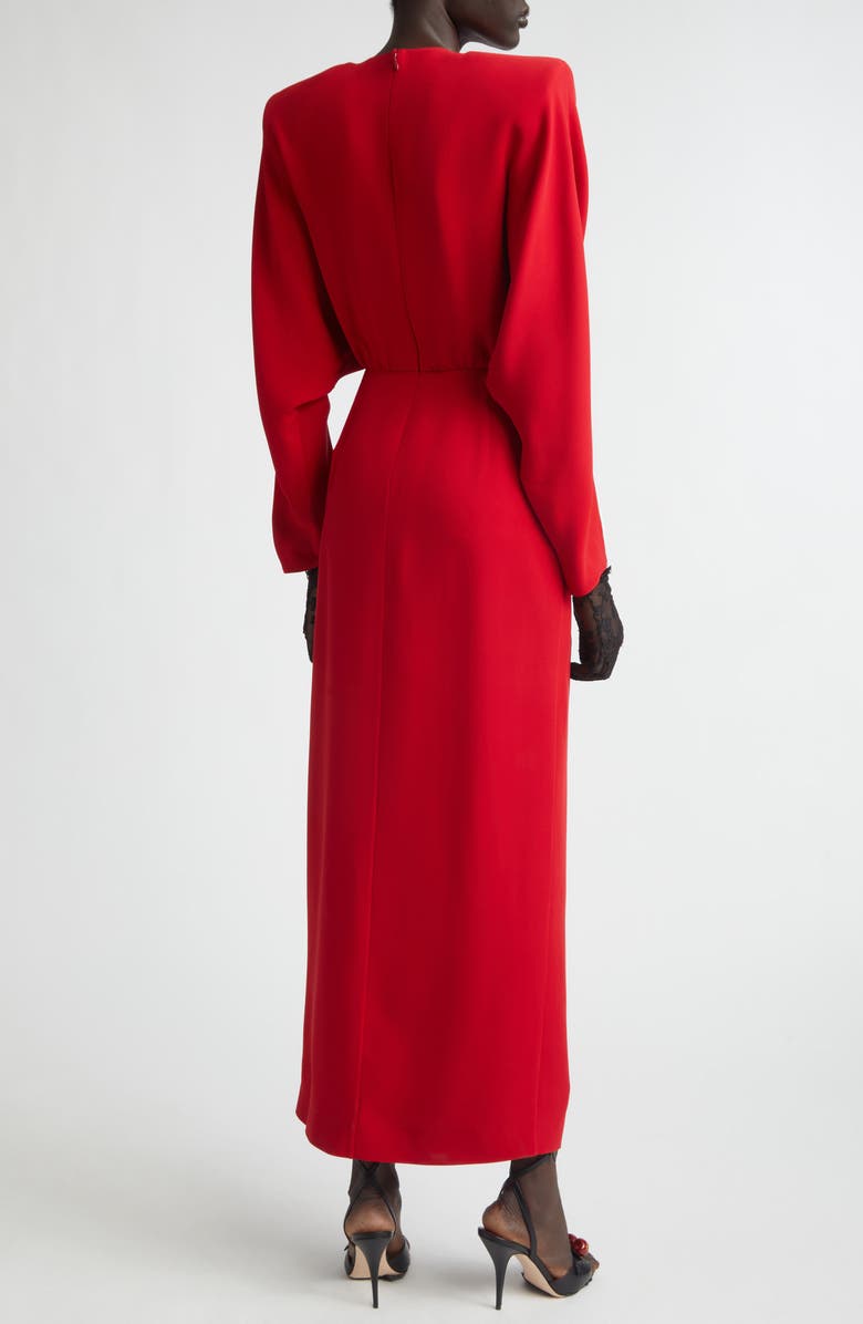 Valentino Donna Long Sleeve Blouson Silk Cady Couture Dress, Alternate, color, Red