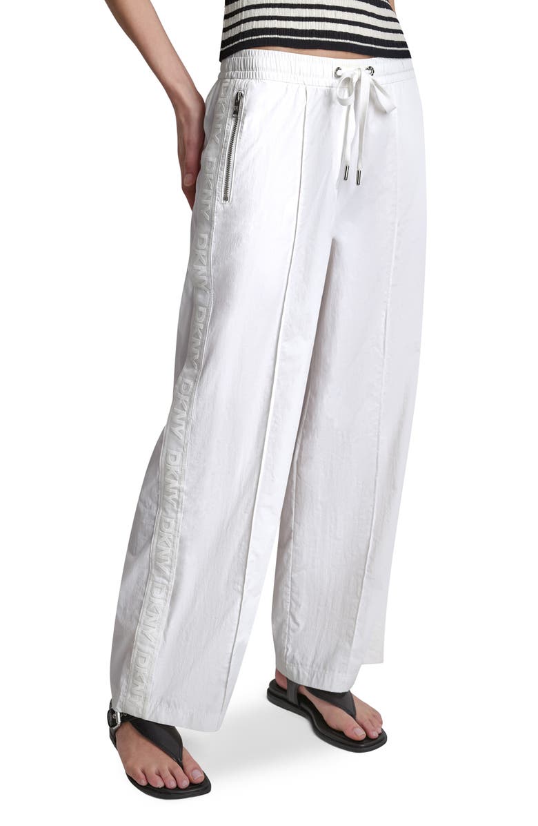 DKNY Front Seam Nylon Straight Leg Pants, Alternate, color, White