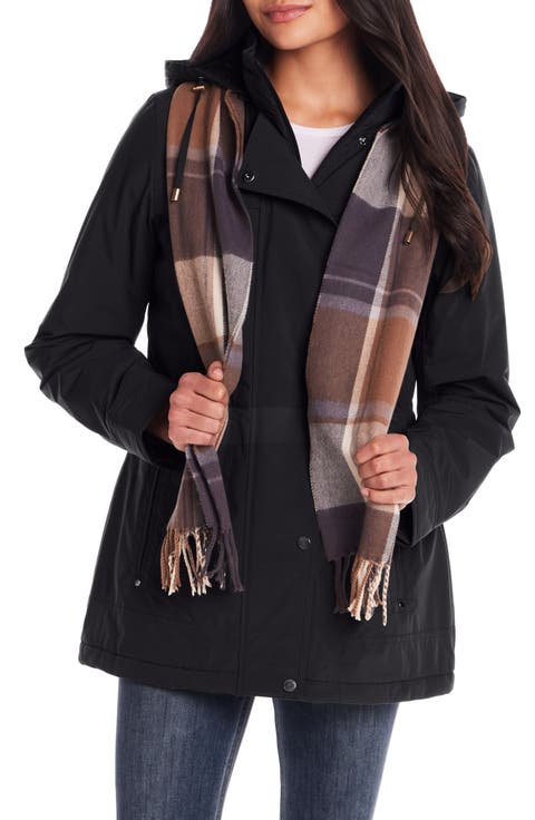 Water Resistant Insulated Stadium Coat with Removable Hood