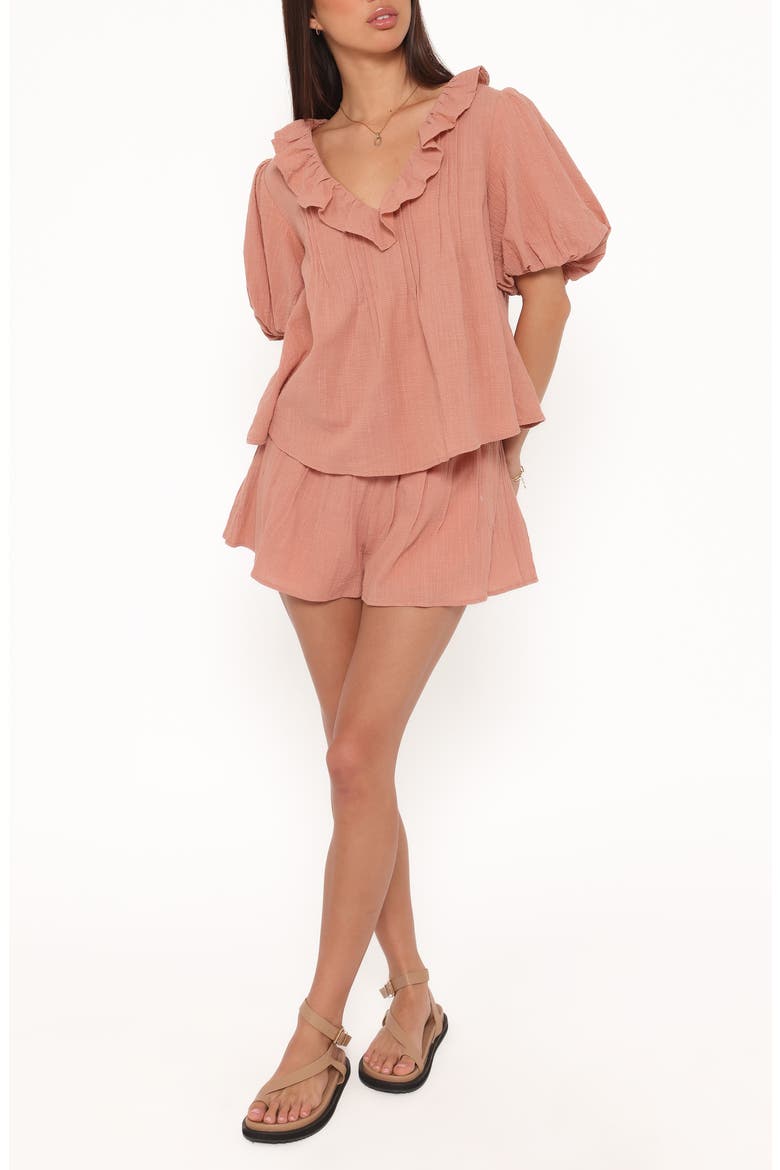 Felicity Cotton Gauze Shirt & Shorts Set, Main, color, DUSTY ROSE